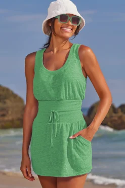 Becca Dresses>BEACHDATE SCOOP DRESS |EMERALD|BELLFLOWER|WHITE