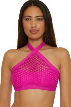 Becca D-Bra>CASTAWAY HI-NECK TOP |AZALEA|BLACK