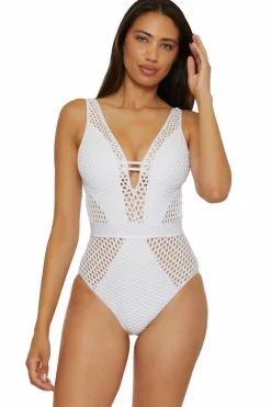 Becca Plunge Neck>CASTAWAY PLUNGE 1PC |WHITE|AZALEA|BLACK