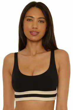 Becca D-Bra>COAST LINE SPORT BRA |BLACK/TAN|ROSE BERRY