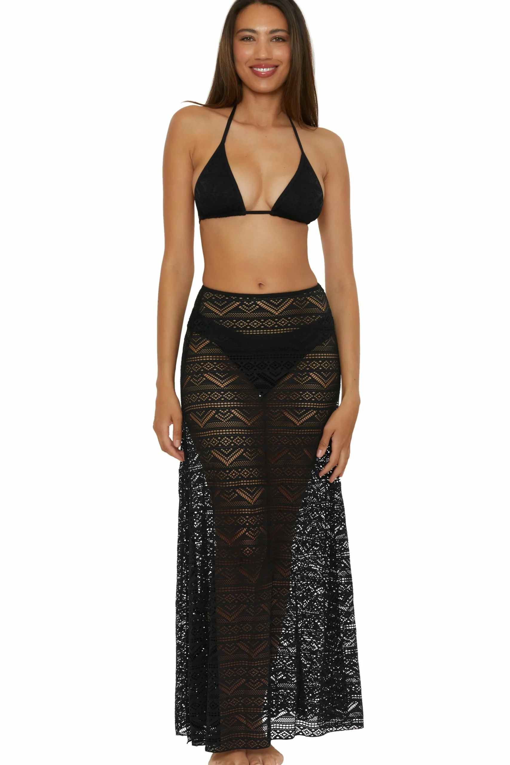 Becca Skirts>COLOR PLAY MAXI SKIRT |AUBERGINE|BLACK|WHITE