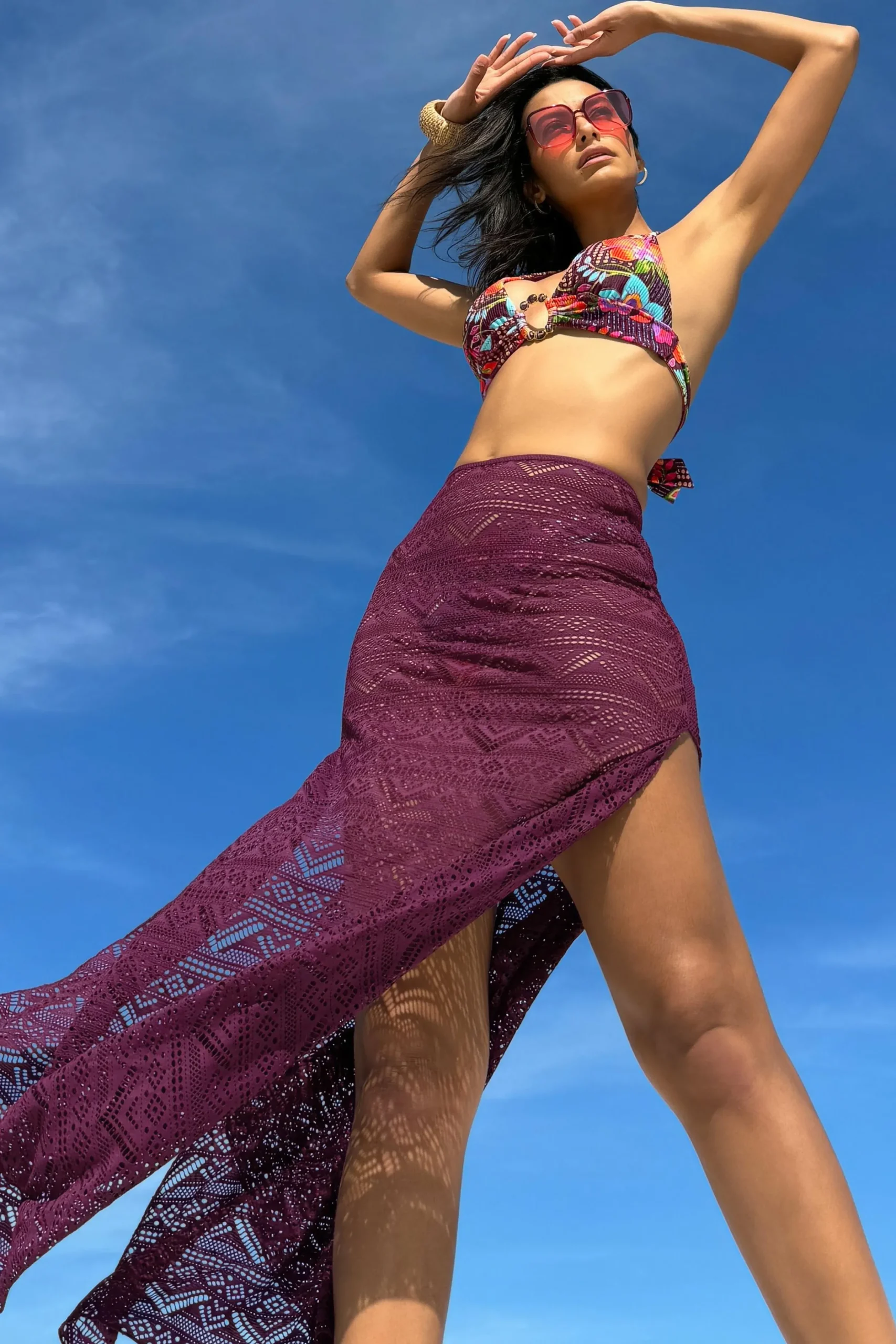 Becca Skirts>COLOR PLAY MAXI SKIRT |AUBERGINE|BLACK|WHITE