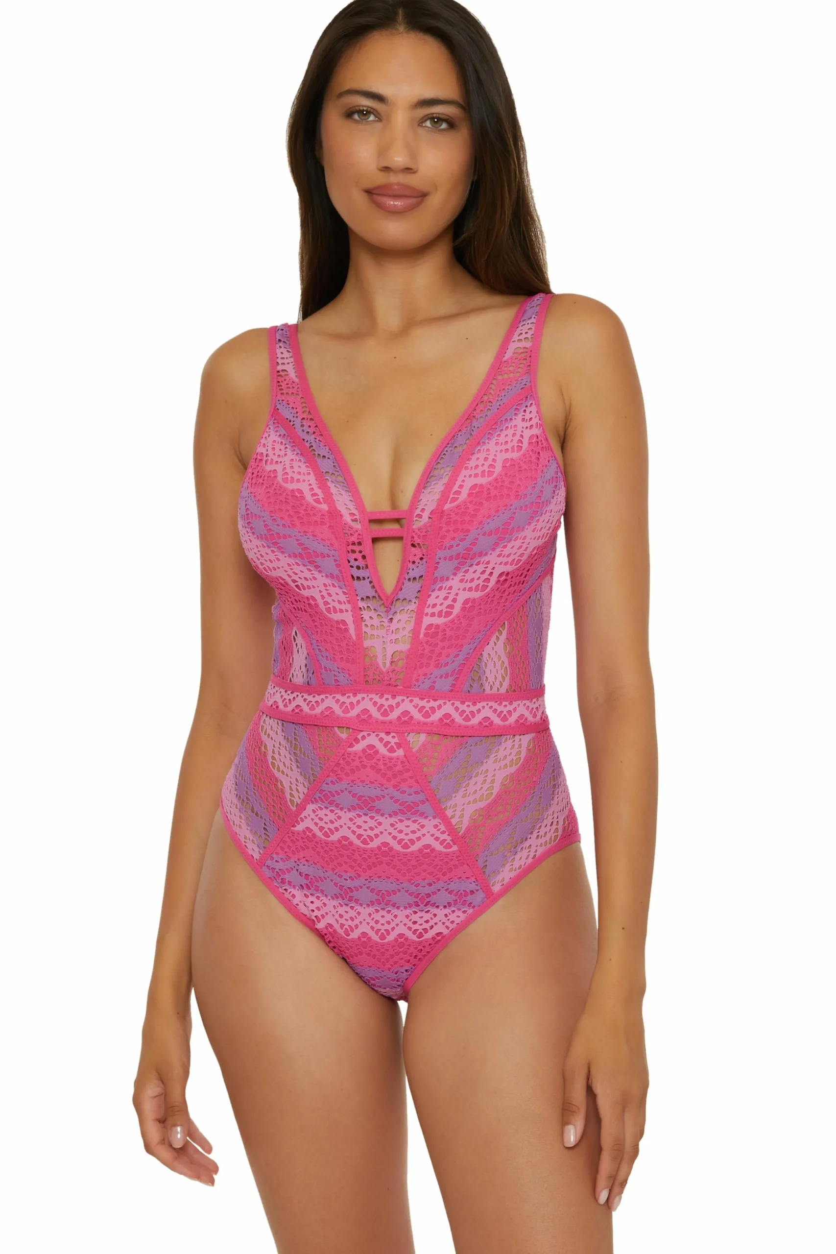 Becca Plunge Neck>COLOR PLAY 1PC PLUNGE |BLACK|ORCHID|FLAMINGO