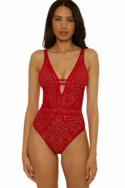 Becca Plunge Neck>COLOR PLAY 1PC PLUNGE |APPLE/TAN|WHITE/TAN|MOCHA/TAN|BLACK/TAN|COASTAL