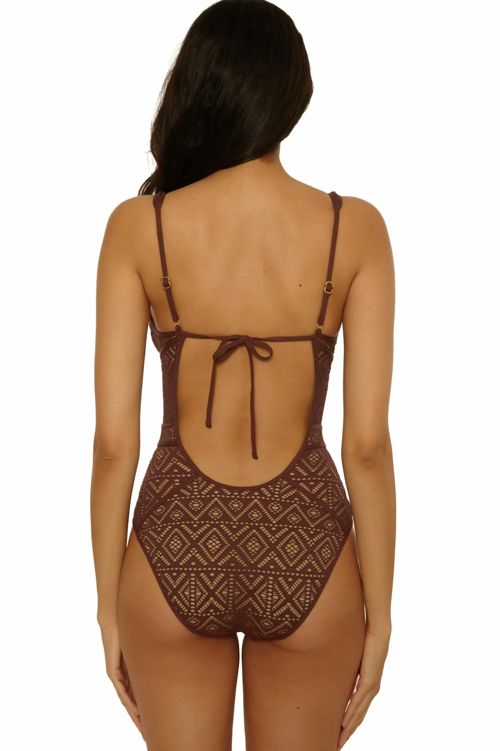 Becca Plunge Neck>COLOR PLAY 1PC PLUNGE |APPLE/TAN|WHITE/TAN|MOCHA/TAN|BLACK/TAN|COASTAL