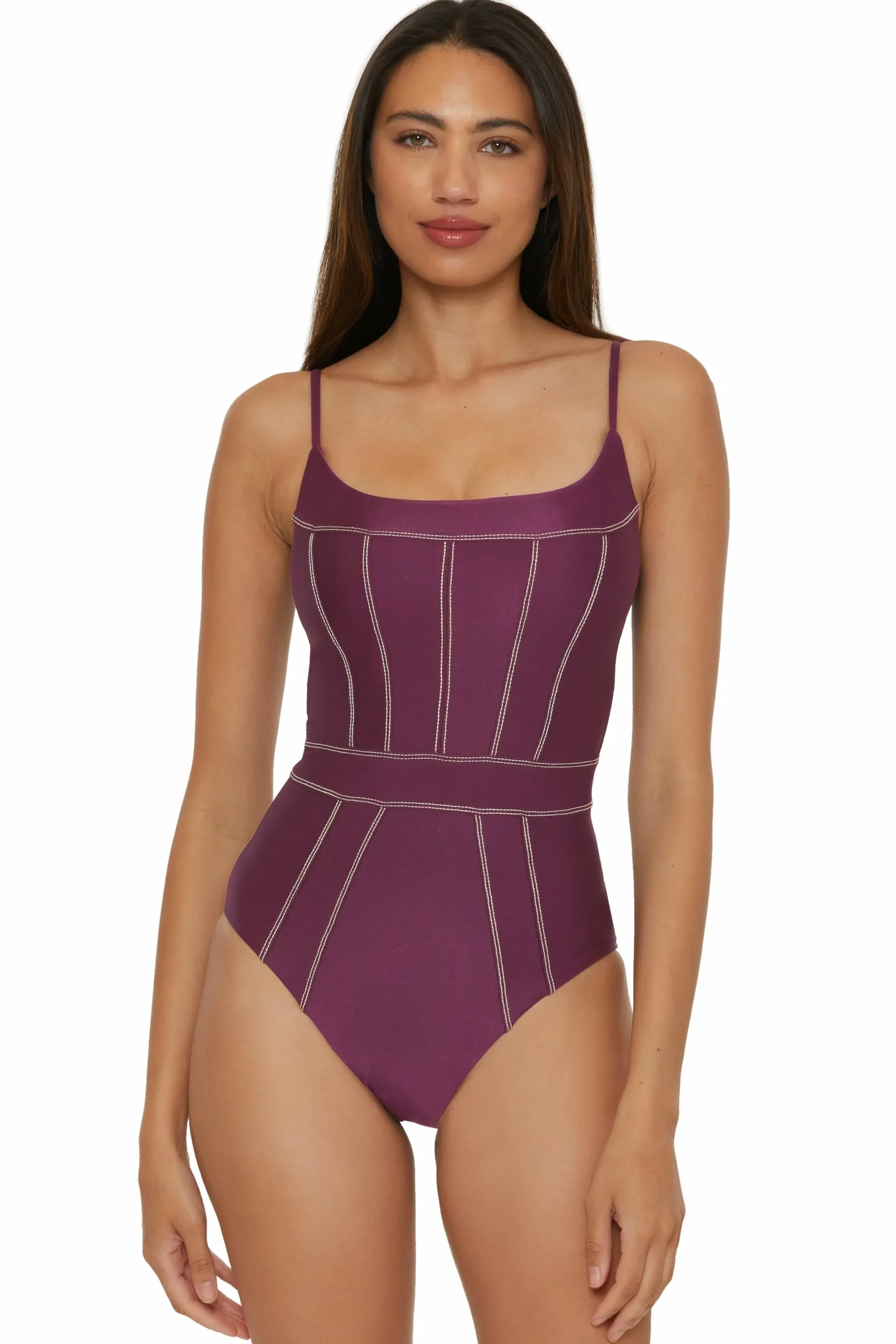 Becca Scoop / Square Neck 1Pc>COLOR SHEEN ONE PIECE |LAGOON|AUBERGINE