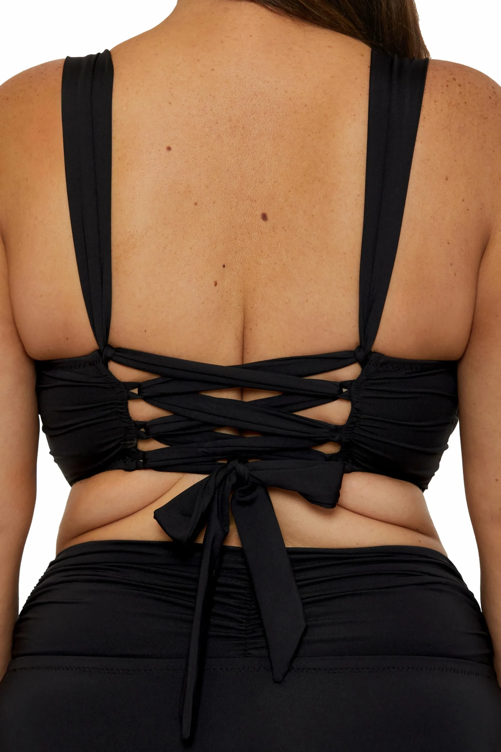 Becca Halter>COLORCODE SHIRRED TOP |BLACK|EMERALD