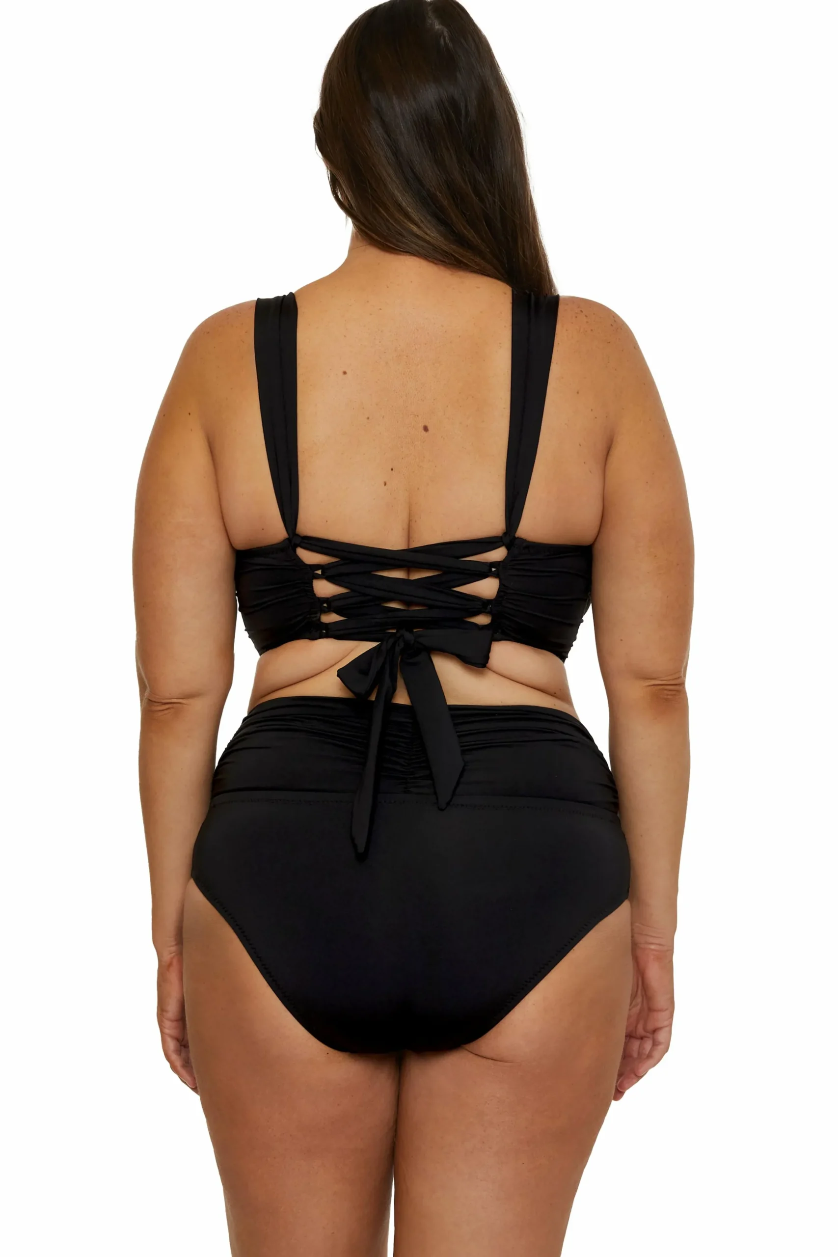 Becca Halter>COLORCODE SHIRRED TOP |BLACK|EMERALD