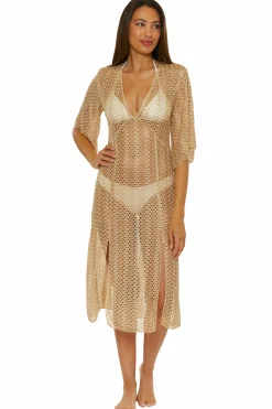 Becca Dresses>GOLDEN MESH COVER-UP |GOLD|POOL