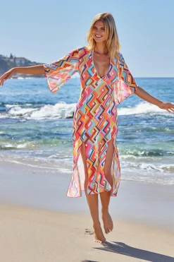 Becca Tunics|Dresses>LAS PALMAS MESH DRESS |MULTI