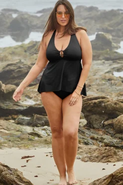 Becca Tankini>MARBLE CANYON TANKINI |BLACK|AZALEA