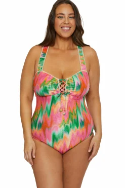 Becca Plunge Neck>MIRAGE ONE PIECE |MULTI