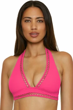 Becca D-Bra|Halter>MODERN EDGE HALTER |PUNCH|CORAL ROSE|AQUA SEA