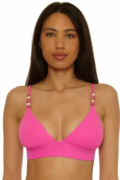 Becca Bralette|D-Bra>MODERN EDGE HALTER |ROSE BERRY|WHITE