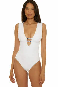 Becca Plunge Neck>MODERN EDGE V 1 PIECE |WHITE