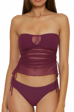 Becca Tankini>MUSE BANDEAU TANKINI |AUBERGINE|BLACK