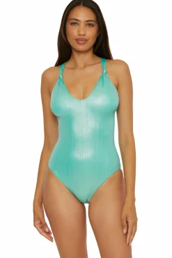 Becca Scoop / Square Neck 1Pc>ORIGAMI 1PC KNOTTED |AQUA SEA