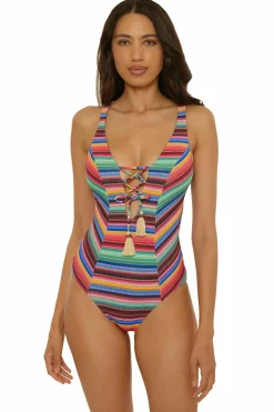 Becca Plunge Neck>VALLARTA ONE PIECE |MULTI